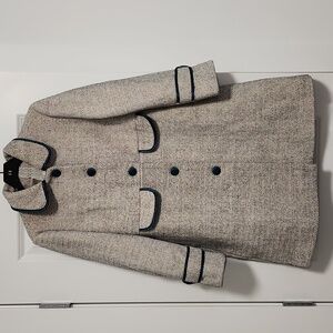 NWOT Stylish Faux Mink Cashmere Tweed Coat with Blue Accents